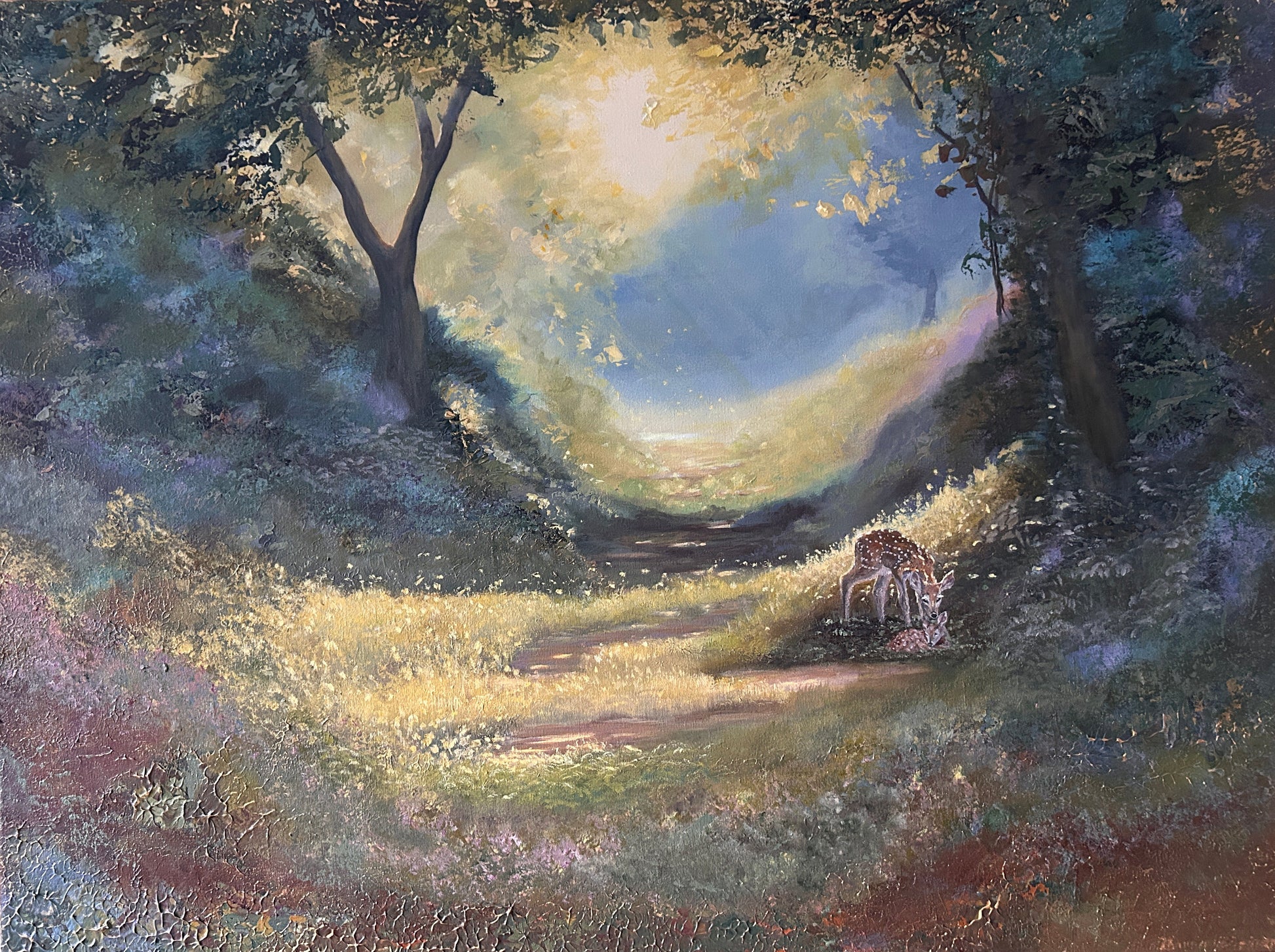 Deer mother painting Forest