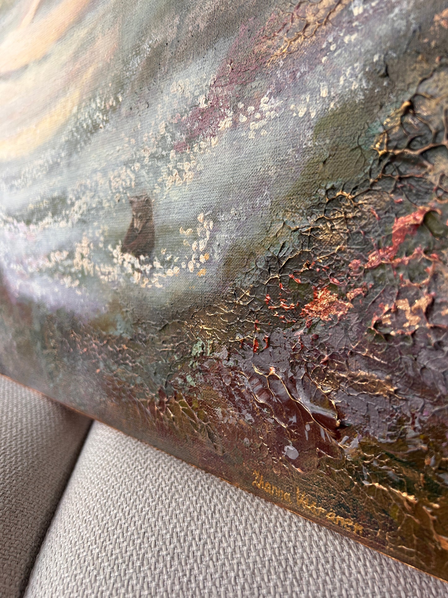 bear forest abstract acrylic painting