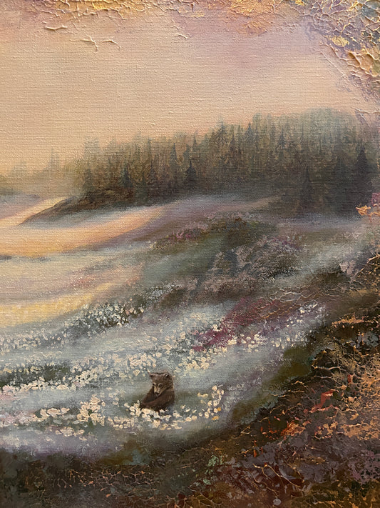 bear forest abstract acrylic painting