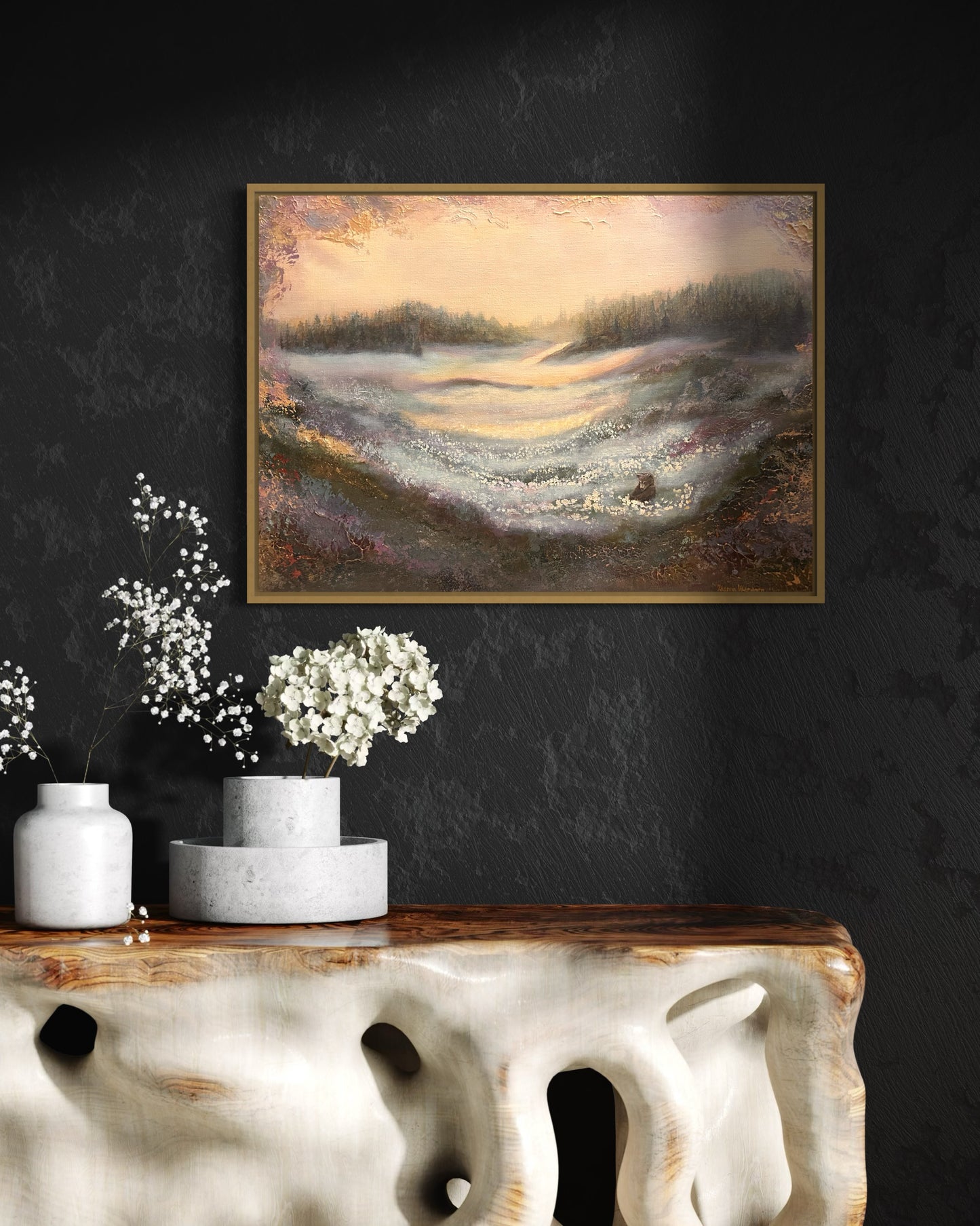 bear forest abstract acrylic painting