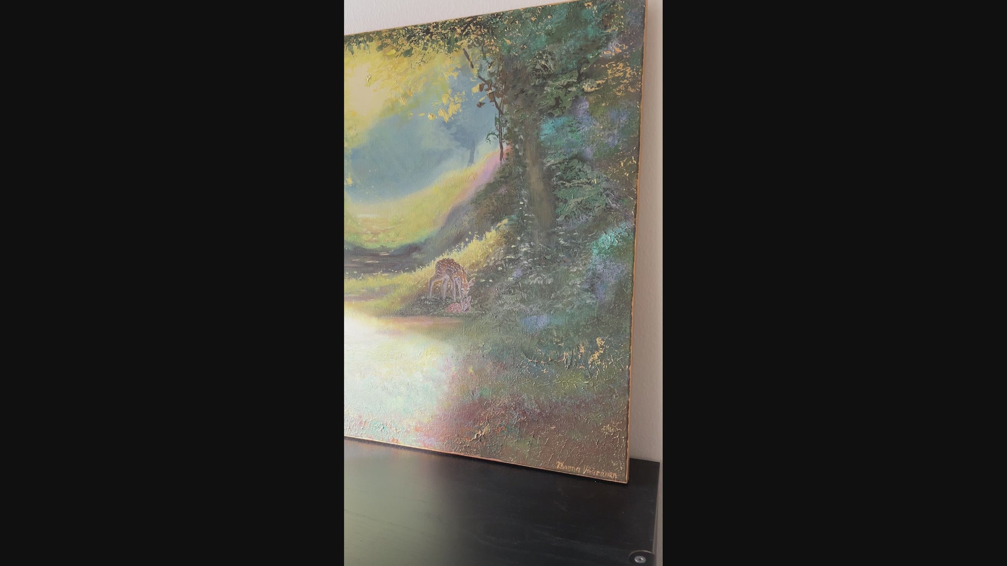 deer forest painting